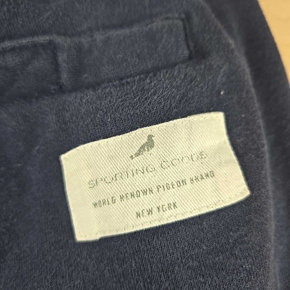 Staple Pigeon Men's Sweat Short Navy Blue/Red Fleece Striped Logo Size L - Picture 12 of 12